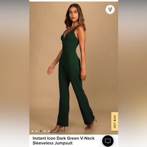 Lulus Instant Icon Dark Green V-Neck Sleeveless Jumpsuit
